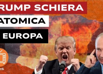 Fiamme. Donald Trump arrabbiato e Vladimir Putin nel gesto di indicare di usare la testa in primo piano