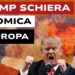 Fiamme. Donald Trump arrabbiato e Vladimir Putin nel gesto di indicare di usare la testa in primo piano