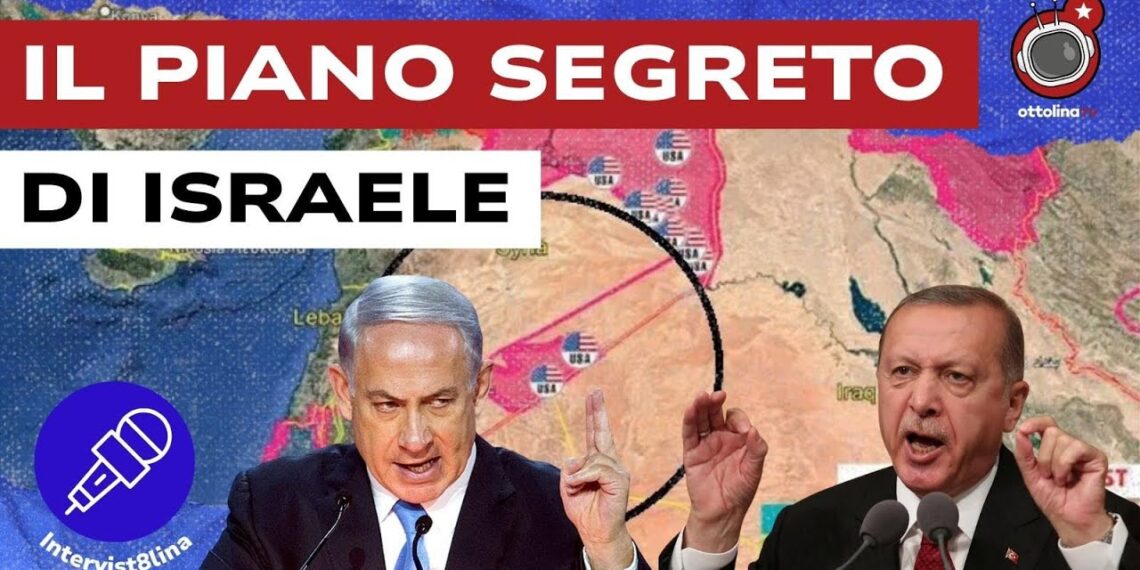 Mappa con aree di influenza USA. Benjamin Netanhyau e Recep Tayyip Erdogan in primo piano