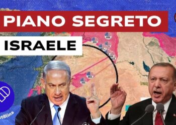 Mappa con aree di influenza USA. Benjamin Netanhyau e Recep Tayyip Erdogan in primo piano