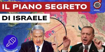 Mappa con aree di influenza USA. Benjamin Netanhyau e Recep Tayyip Erdogan in primo piano