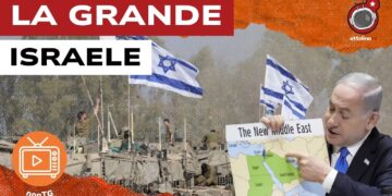 Militari dell'IDF. Benjamin Netanhyau con la mappa del Medio Oriente senza la Palestina in primo piano