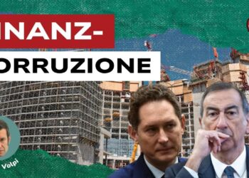 Palazzo in costruzione. Giuseppe sala e John Elkann in primo piano