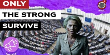 Parlamento europeo. Ursula von del Leyen malconcia in primo piano