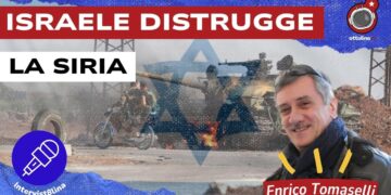 Soldati siriani con la bandiera di Israele in sovraimpressione. Enrico Tomaselli in primo piano