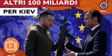 Bandiera dell'Ue. Emmanuel Macron passa un'arma da guerra a Volodymyr Zelensky