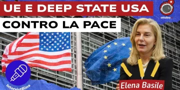 Bandiera statunitense. Elena Basile in primo piano