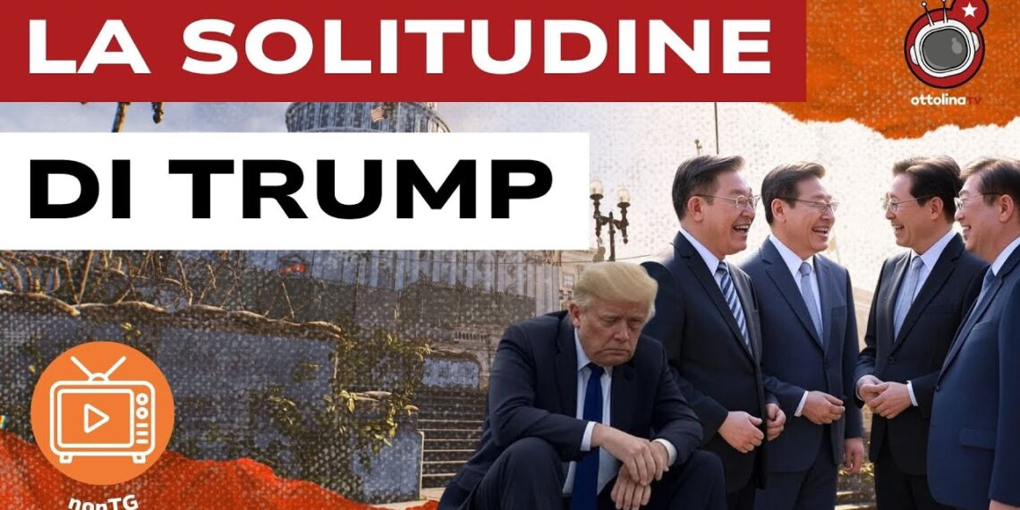 Campidoglio in rovina. Donald Trump isolato da 4 uomini asiatici in primo piano
