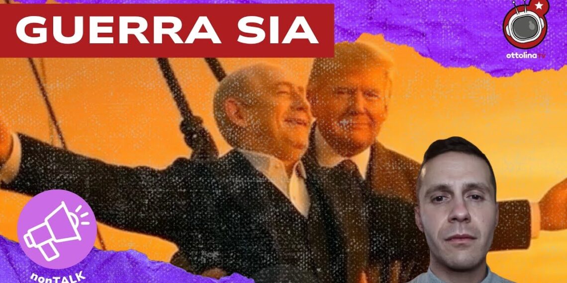 Donald Trump abbraccia Benjamin Netanhyau come nella scena del film Titanic. Giacomo Gabellini in primo piano