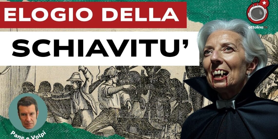 Litografia di schiavi in rivolta. Christine Lagarde vampiro