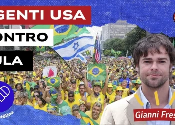 Manifestazione in Brasile. Gianni Fresu in primo piano