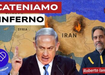 Mappa del Medio Oriente. Benjamin Netanhyau in primo piano, Roberto Iannuzzi a lato