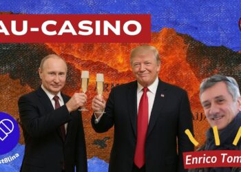 Mappa dell'Armenia. Vladimir Putin e Donald Trump brindano. Enrico Tomaselli in primo piano