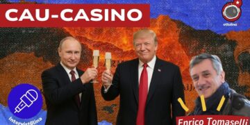 Mappa dell'Armenia. Vladimir Putin e Donald Trump brindano. Enrico Tomaselli in primo piano