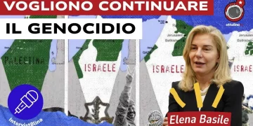 Mappe in sequenza dell'invasione israeliana della Palestina. Elena Basile in primo piano
