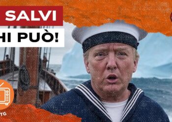 Nave antica. Donald Trump vestito da marinaio in primo piano