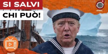Nave antica. Donald Trump vestito da marinaio in primo piano