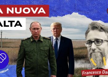 Paesaggio ucraino. Vladimir Putin in divisa militare con Donald Trump. Francesco dall'Aglio in primo piano