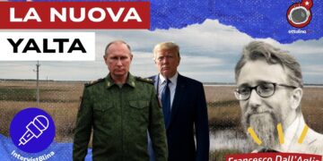 Paesaggio ucraino. Vladimir Putin in divisa militare con Donald Trump. Francesco dall'Aglio in primo piano
