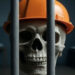 Teschio con casco in prigione