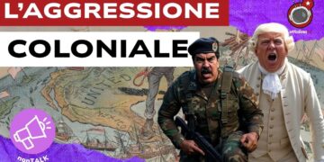 Vecchia mappa dell'epoca coloniale. Nicolas Maduro in divisa militare e Donald Trump in abiti ottocenteschi in primo piano