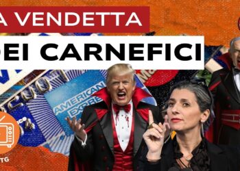 Carte di credito. Donald Trump e Benjamin Netanyau vampiri e Francesca Albanese in primo piano
