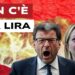 Denaro in fiamme. In primo piano Giancarlo Giorgetti che urla e Giorgia Meloni che piange