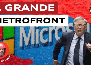 Logo di Microsoft. Bill Gates in primo piano
