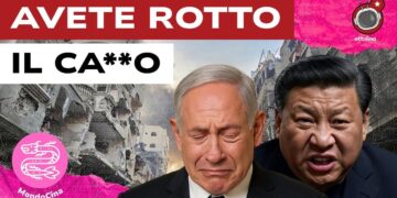 Macerie di Gaza. Benjamin Netanhyau triste e Xi Jinping furibondo in primo piano