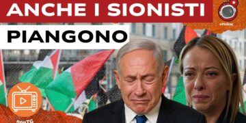 Manifestazione pro Palestina. Benjamin Netanhyau e Giorgia Meloni in primo piano