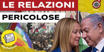 Manifestazione pro Palestina. Giorgia Meloni e Benjamin Netanhyau in primo piano