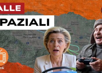 Mappa del volo di Ursula vvon der Leyen. Ursula von der LEyen spaventata e Vladimir Putin vestito da aviatore con in mano un joystick in primo piano