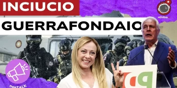Militari in assetto di guerra. Giorgia Meloni e Eugenio Giani in primo piano