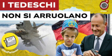 Aereo da guerra. Bambino tedesco pacifista e Friedrich Merz in primo piano