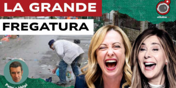 Anziano raccoglie il cibo per strada. Giorgia Meloni e Maria Latella in primo piano
