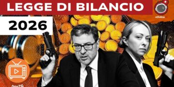 Monete d'oro. Giancarlo Giorgetti e Giorgia meloni che impugnano le pistole in primo piano