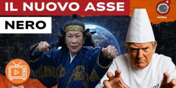 Sanae Takaichi vestita da samurai e Donald Trump vestito da sacerdote satanico