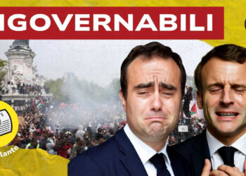 Sebastien Lecornu e Emmanuel Marcron in lacrime. Proteste in Francia sullo sfondo