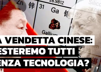 Tavola periodica degli elementi. Xi Jinping e Donald Trump in trasparenza