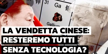 Tavola periodica degli elementi. Xi Jinping e Donald Trump in trasparenza