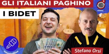 Bagno con sanitari in oro. Volodymyr Zelensky e Stefano Orsi in primo piano