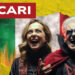 Bandiera italiana in fiamme. Giorgia Meloni e Sergio Mattarella vampiri in primo piano