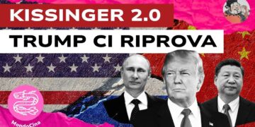 Bandiere degli USA e della Cina. Vladimir Putin, Donald Trump e Xi Jinping in primo piano