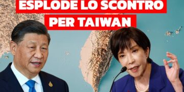Carta geografica di Taiwan. Xi Jinping e Sanae Takaichi in primo piano