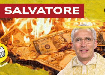 Dollari in fiamme. Jens Stoltemberg in primo piano vestito da Papa