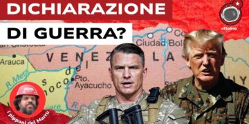 Mappa del Venezuela. Pete Hegseth e Donald Trump in primo piano