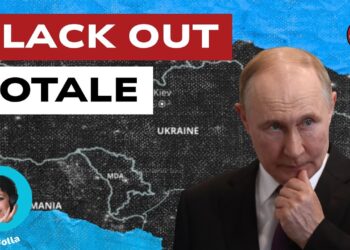 Mappa dell'Ucraina in nero. Vladimir Putin in primo piano