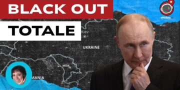 Mappa dell'Ucraina in nero. Vladimir Putin in primo piano