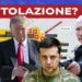 Mappa dell'Ucraina. Donald Trump e Vladimir Putin tengono sotto tiro Volodymyr Zelensky in primo piano