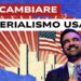 Profilo di New York con cielo a stelle e strisce. Zohran Mamdani in primo piano